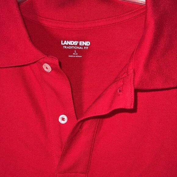 Lands’ End traditional fit, red polo, shirt, size large - Picture 5 of 8